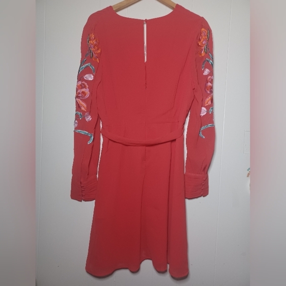 Chic Red Embroidered Mini Dress - Picture 8 of 11